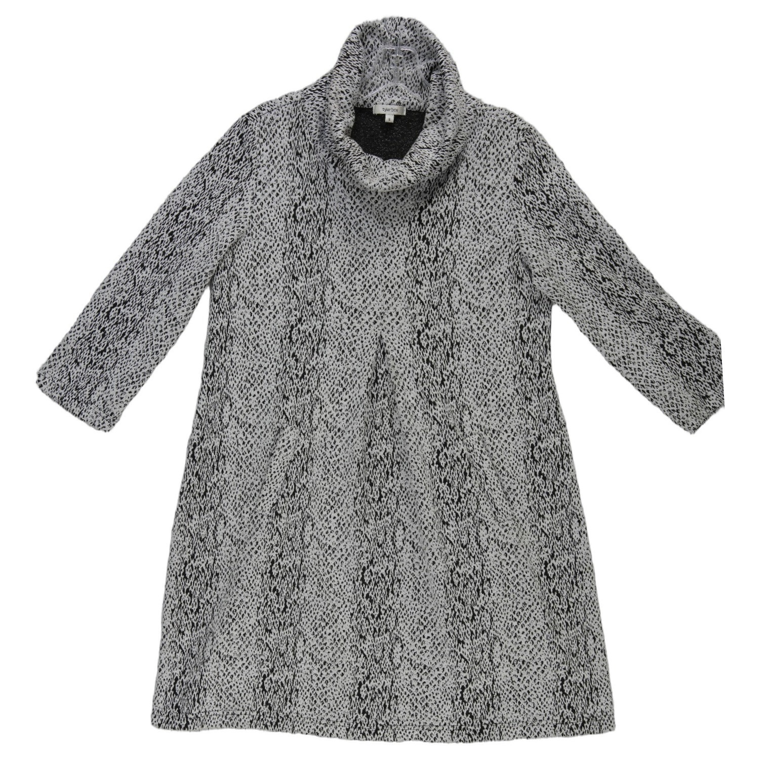 Tyler Boe Shift Kim Dress Women's Size Small Black White Snakeskin Cowl Neck